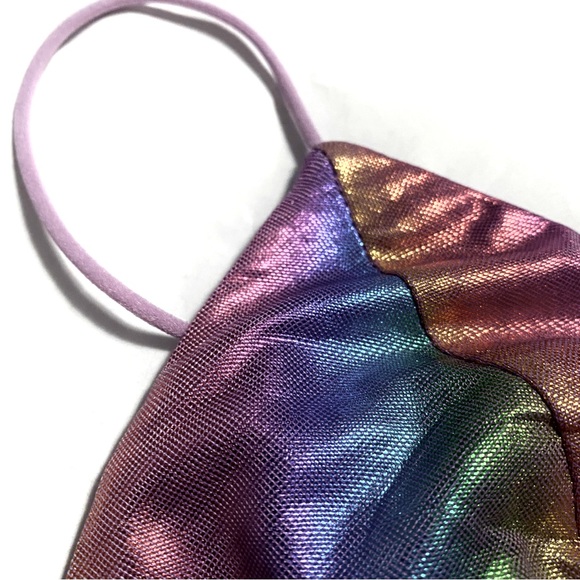 FOREVER 21 Metallic Rainbow Iridescent Crop Top Bralette - Picture 6 of 14